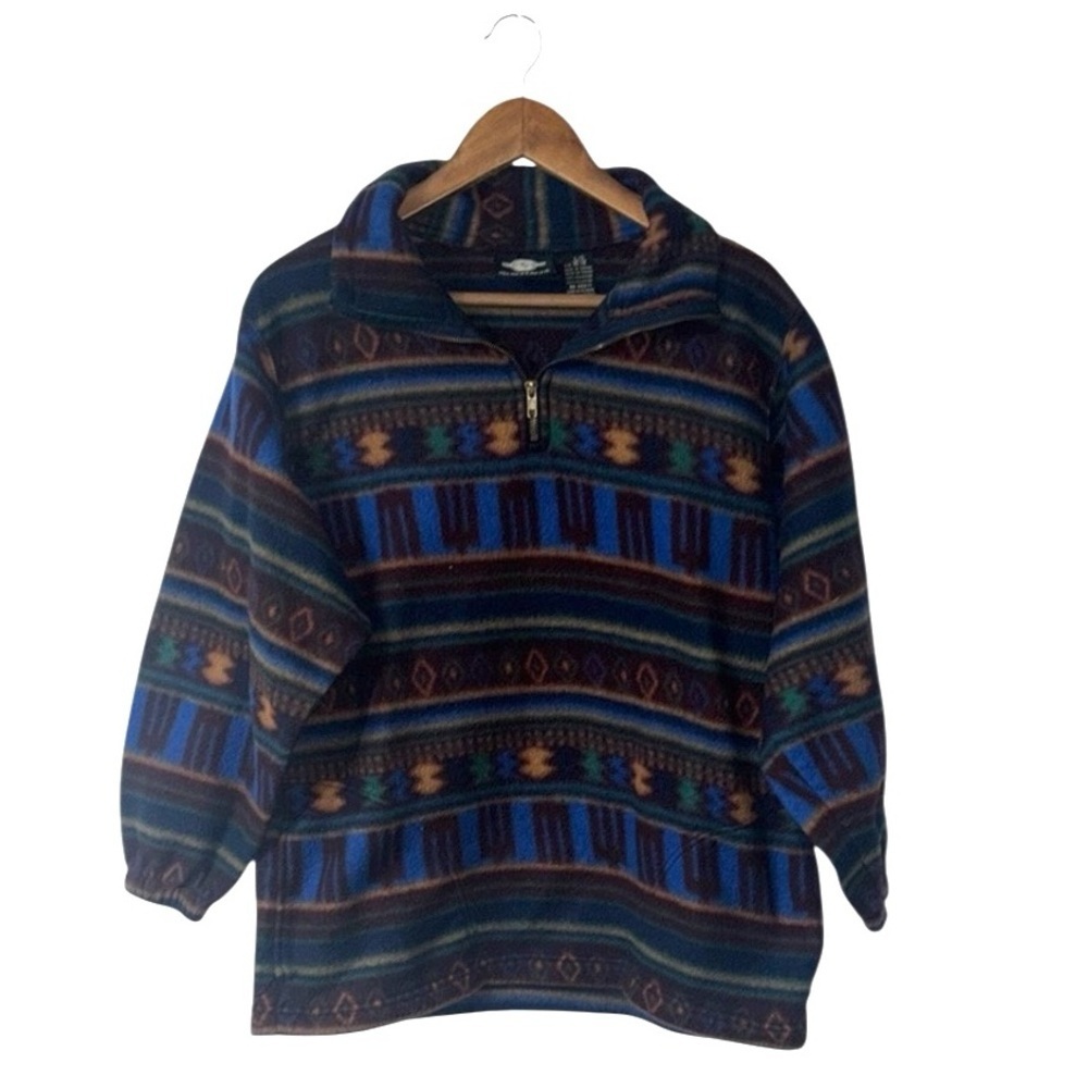 Vintage Santana Fleece Pullover Sweatshirt Southwest Allover Print Kids Large